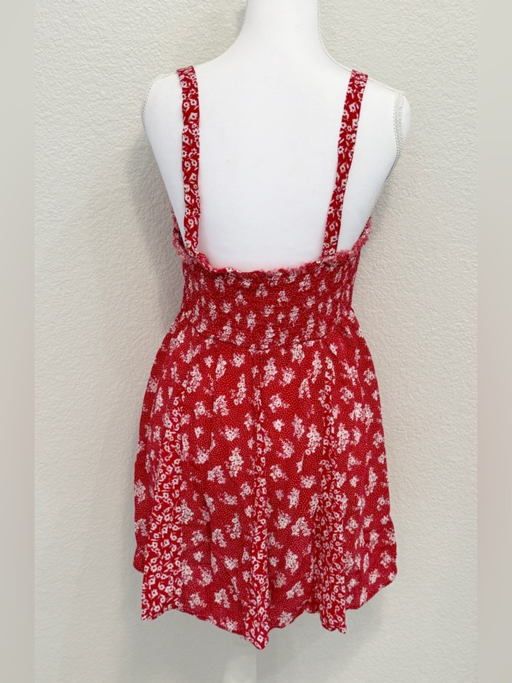 Free People Don't Dare Red Mixed Floral Print Mini Slip Dress - Picture 7 of 8